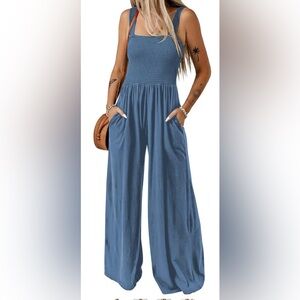Elegant Blue Pants Jumpsuit - Medium